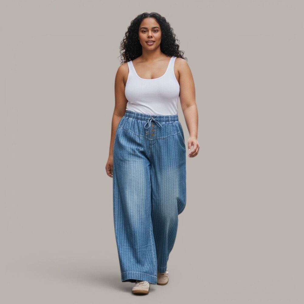 CHARTOU Chartou Baggy Denim Drawstring Flare Jeans, NEW! Size 2XL